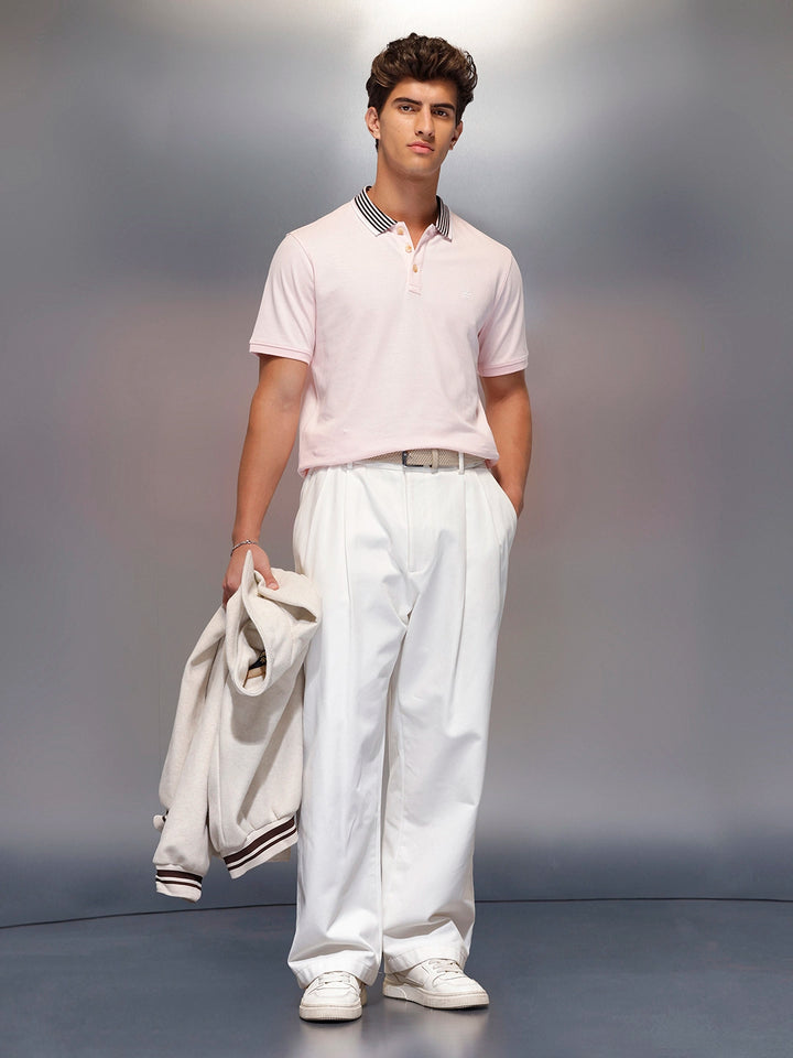 Classic Tipping Collar Polo T-Shirt   |  Pink