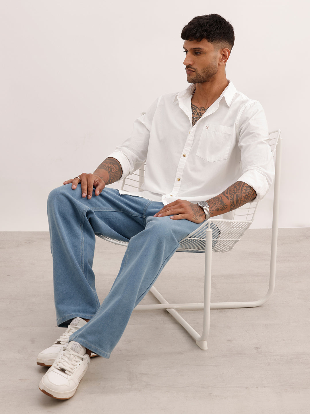 Solid Full Sleeve Shirt | White