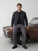 Classic Textured Checkered Jacket | Dark Blue