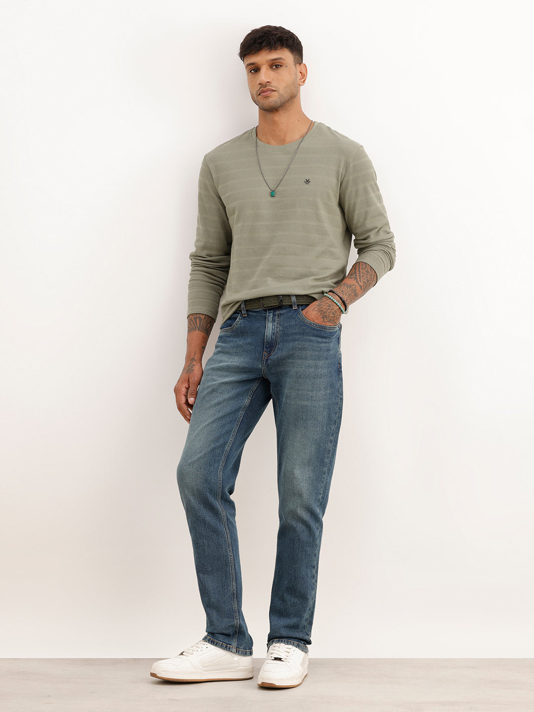 Faded Straight Fit Denim Jeans | Light Blue