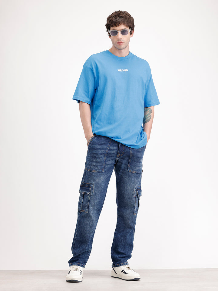 Relaxed Fit Denim Cargo | Dark Blue