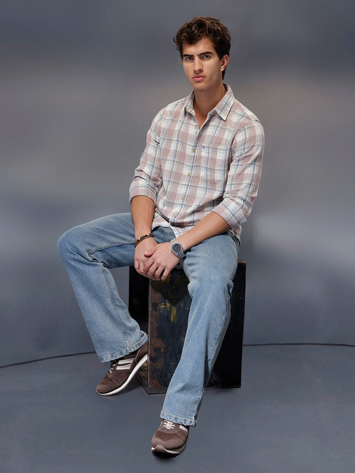 Men's Casual Checkered Shirt   |  Pink