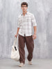 Slim Fit Checkered Casual Shirt For Men |Off White
