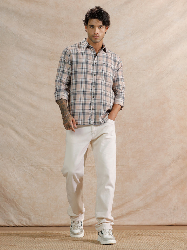 Dobby Textured Regular Fit Shirt | Beige