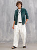 Open Dobby Stripe Shirt In Regular Fit  |  Dark Green