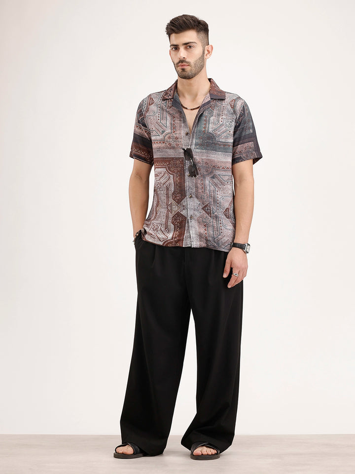 Slim Fit Resort Collar Shirt | Black