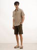 Solid Slim Fit Half Sleeve Shirt | Light Brown