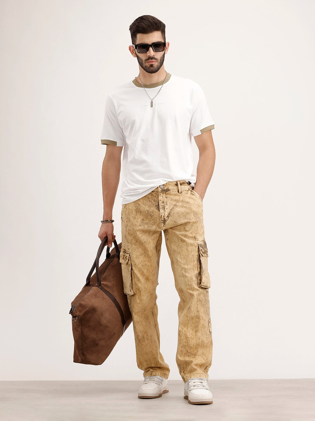 Washed Anti Fit Cargo Jeans | Khaki