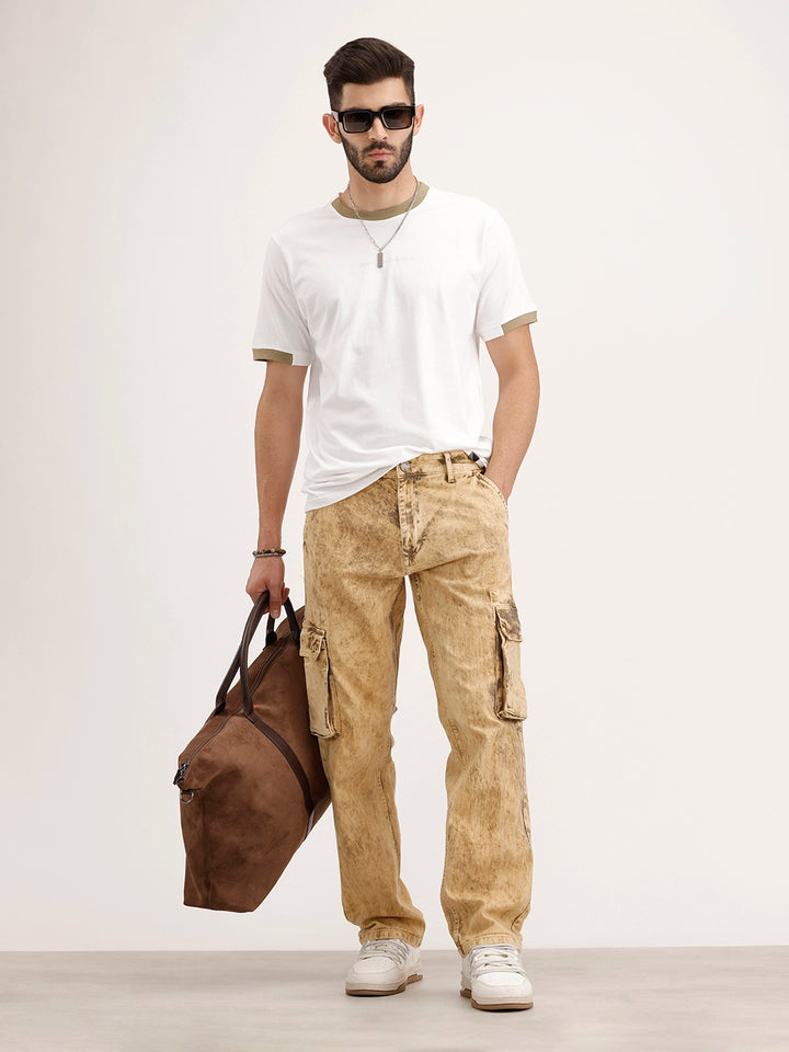 Washed Anti Fit Cargo Jeans | Khaki