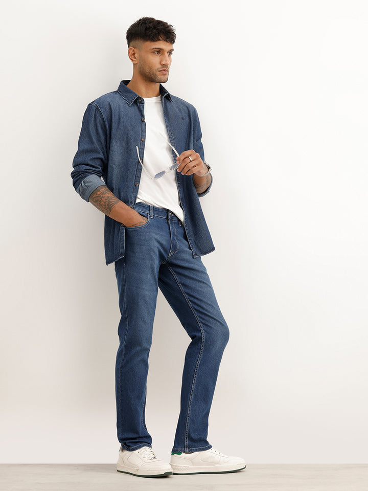 Faded Slim Fit Denim Jeans | Blue