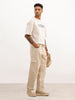 Solid Loose Fit Cargo Trouser | Beige