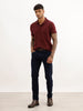 Textured Slim Fit Polo T-Shirt | Wine