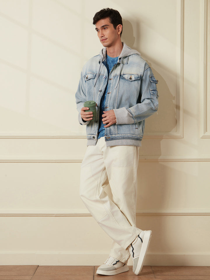 Oversized Hooded Trucker Jacket | Blue