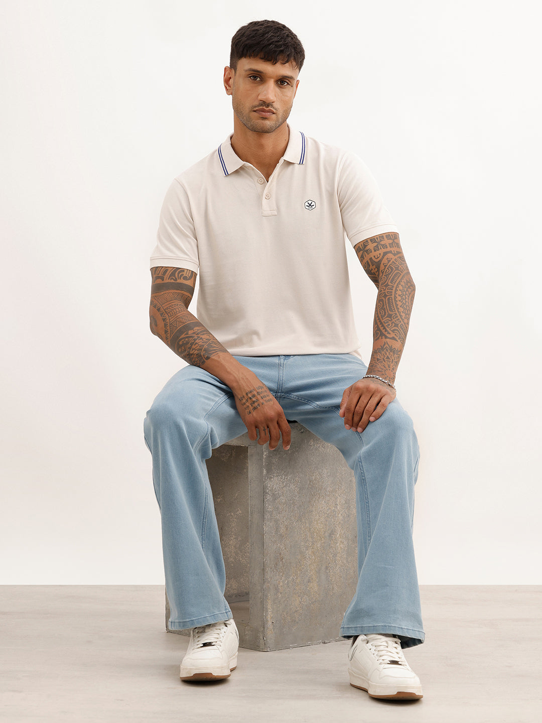 Classic Tipping Collar Polo T-Shirt | Beige | WWTS236F
