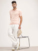 Slim Fit Flat Knit Polo T-Shirt | Peach