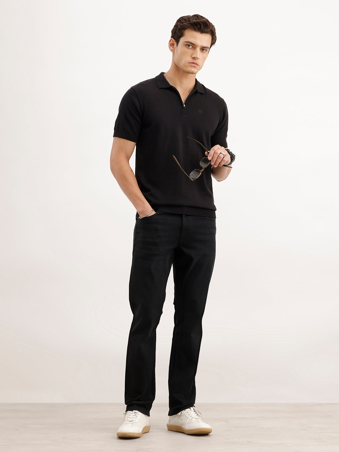 Straight Fit Solid Denim Jeans  | Black