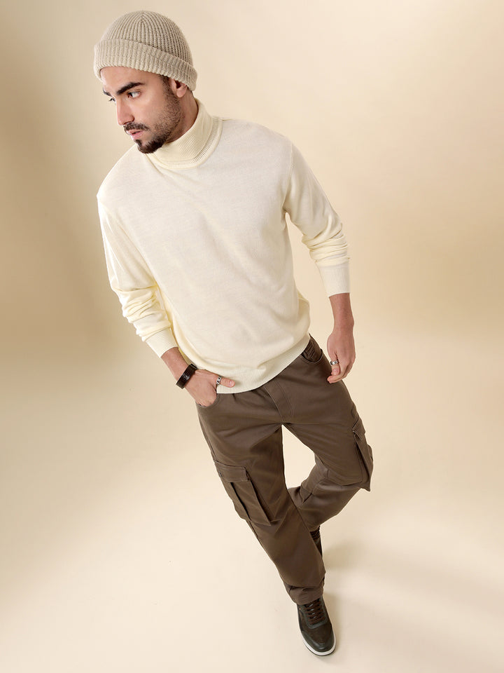 Beige Comfort Turtle Neck Sweater