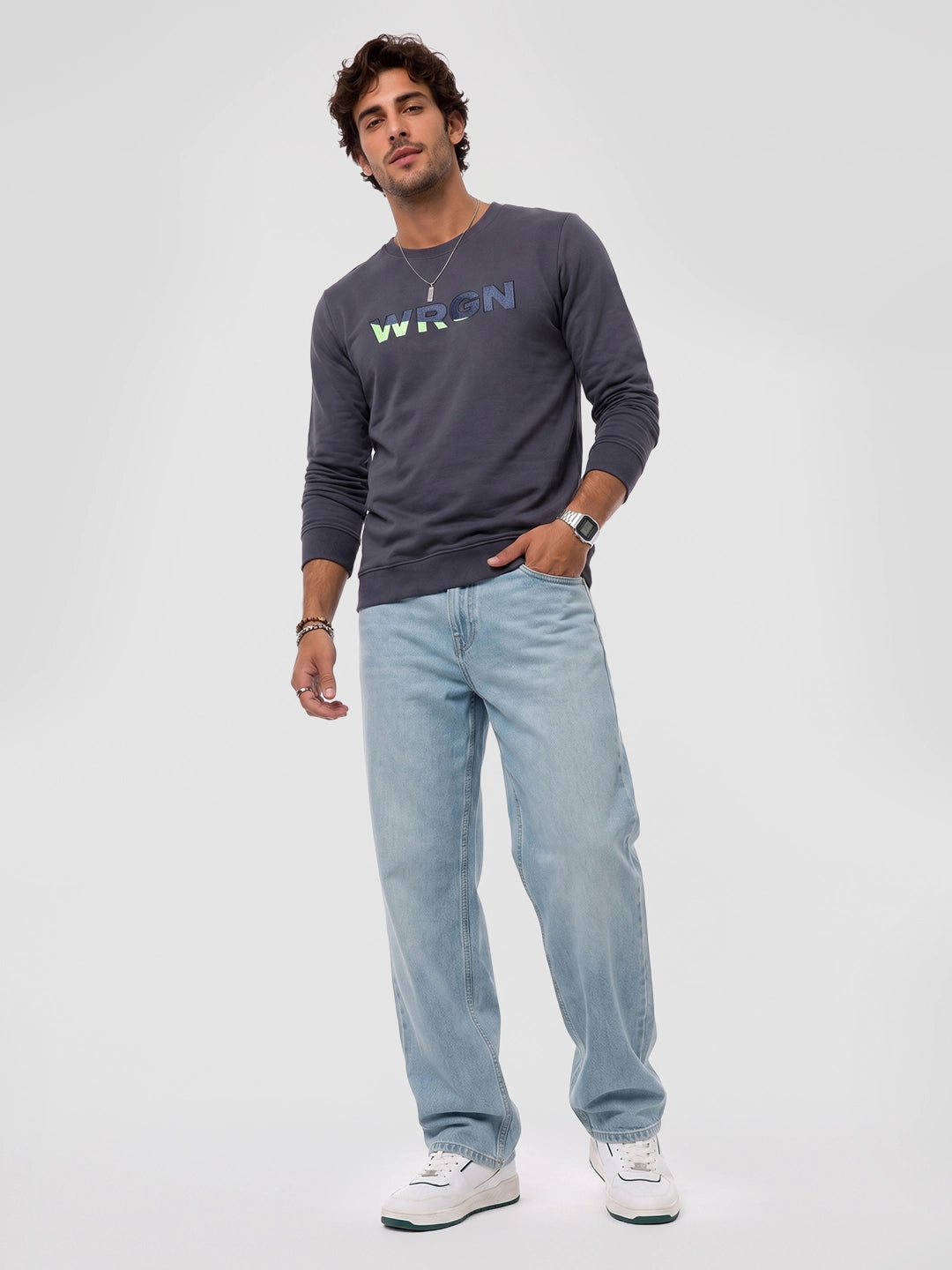 Classic Placement Printed Sweatshirt | Peach | WPSS7344S