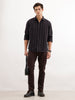 Regular Fit Striped Shirt  | Black