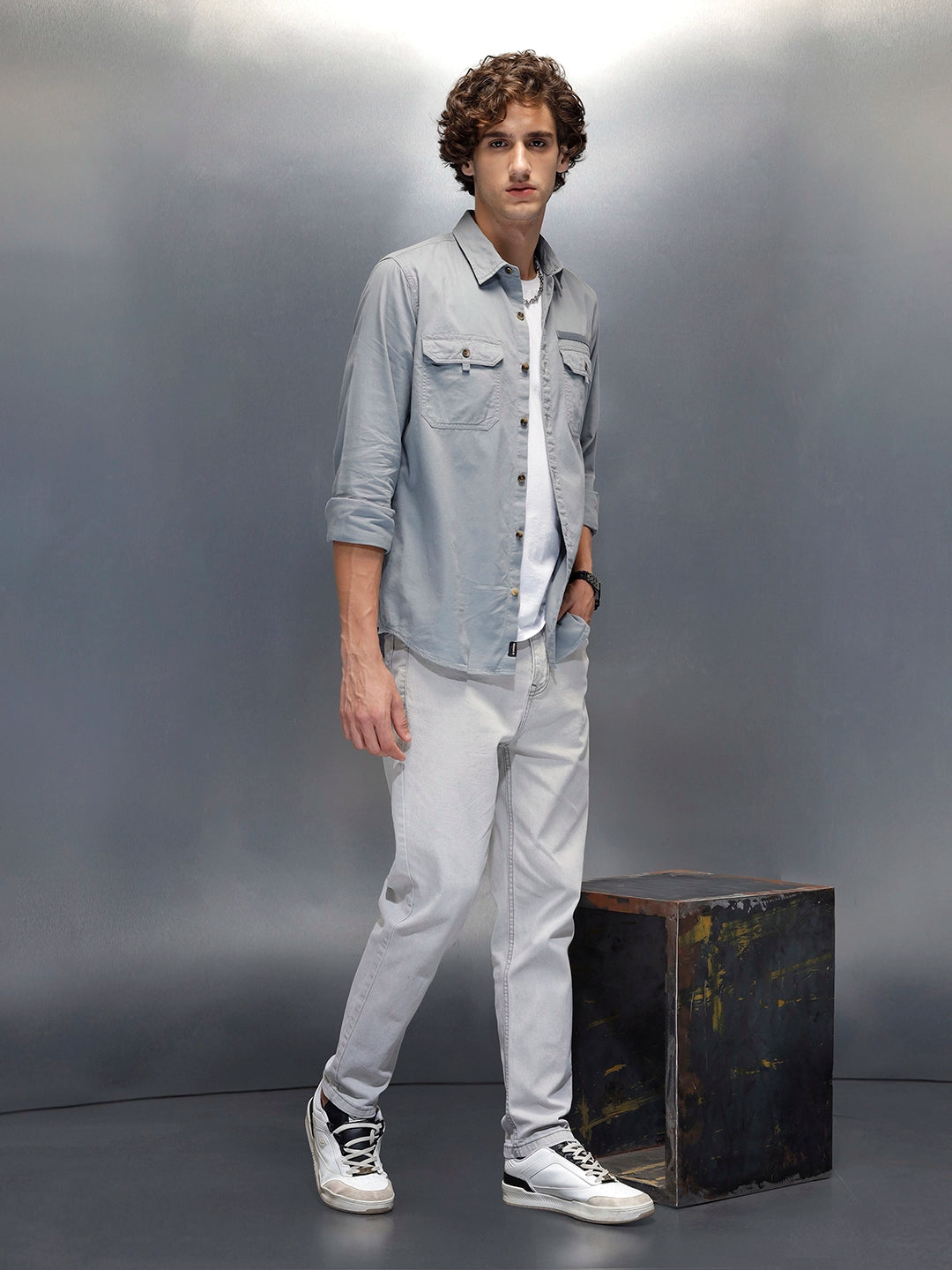 Men's casual slim ankle fit jeans | Grey