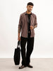 Slim Fit Striped Full Sleeve Shirt | Brown