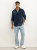 Classic Slim Fit Textured Stripe Shirt | Blue