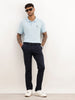 Solid Slim Fit Pleated Trouser | Navy Blue