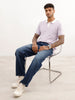 Slim Fit Contrast Collar Polo T-Shirt | Purple