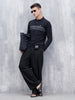 Men's Casual Polo Tshirt With Striped Pattern | Black