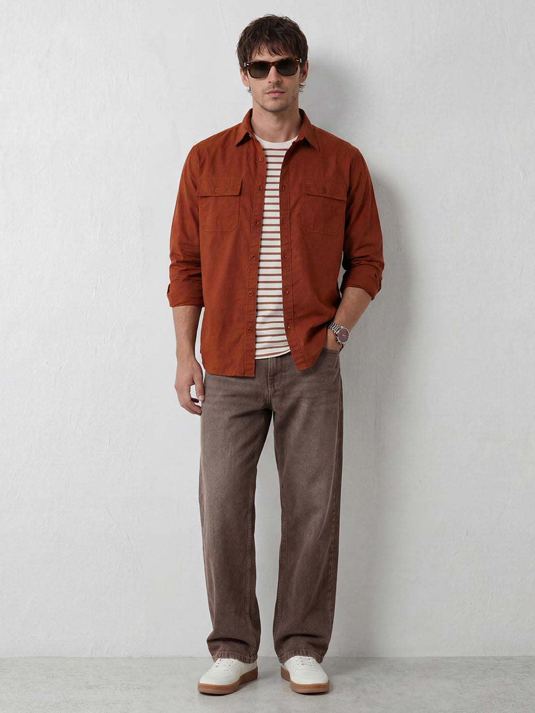 Comfort Fit Double Pocket Shirt | Rust