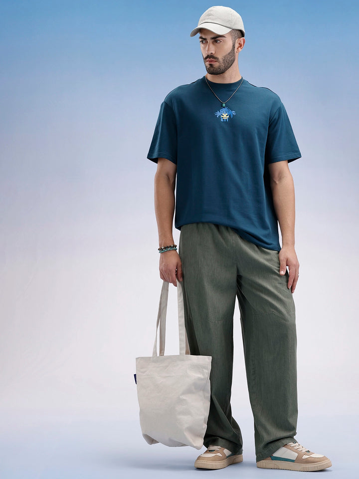 Oversized Fit Puffer Back Printed T-Shirt | Teal