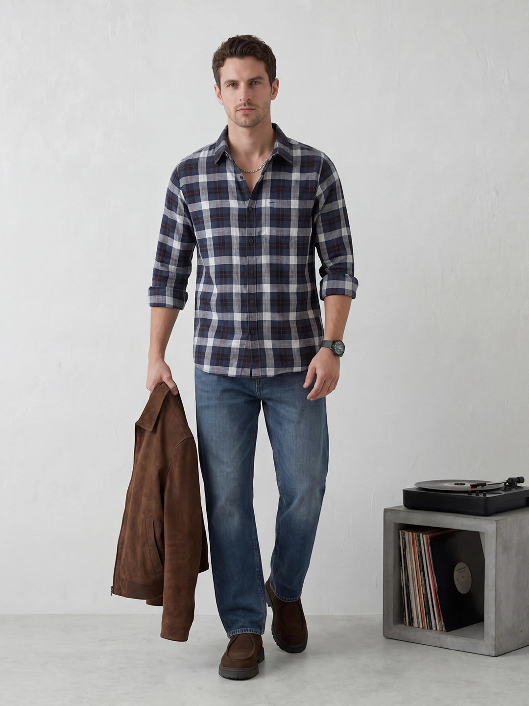 Classic Regular Fit Checkered Shirt | Blue