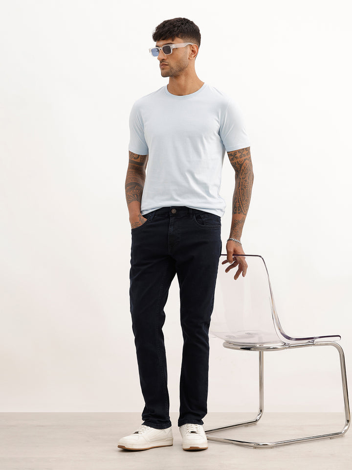 Solid Slim Fit Denim Jeans | Dark Blue