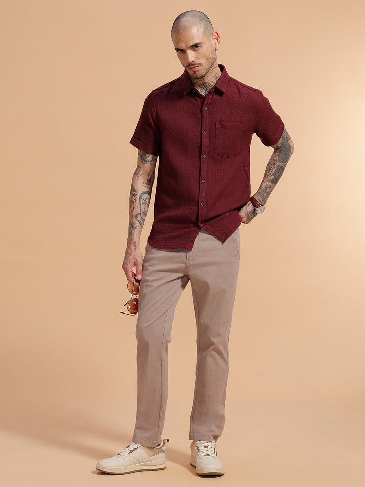 Cotton Blend Chino Trouser | Beige