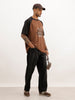 Placement Printed Raglan Collar T-Shirt | Brown