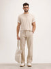 Straight Fit Solid Chinos | Beige