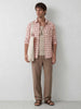 Classic Slim Fit Checkered Shirt | Brown