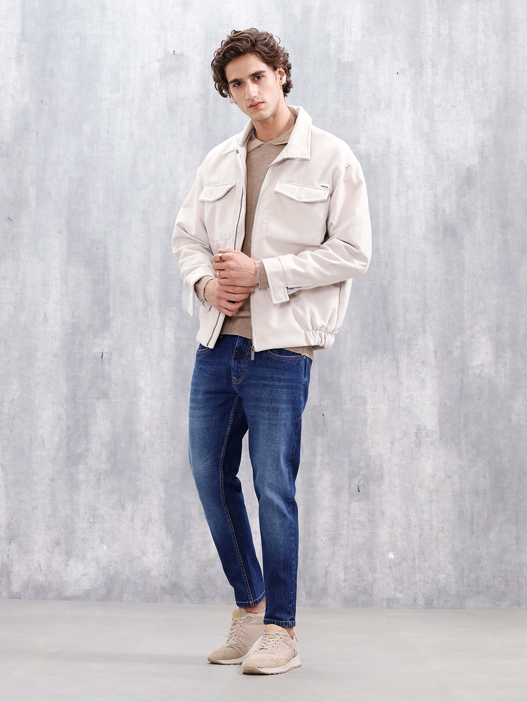 Men Casual Skinny Crop Jeans | Dark Stone