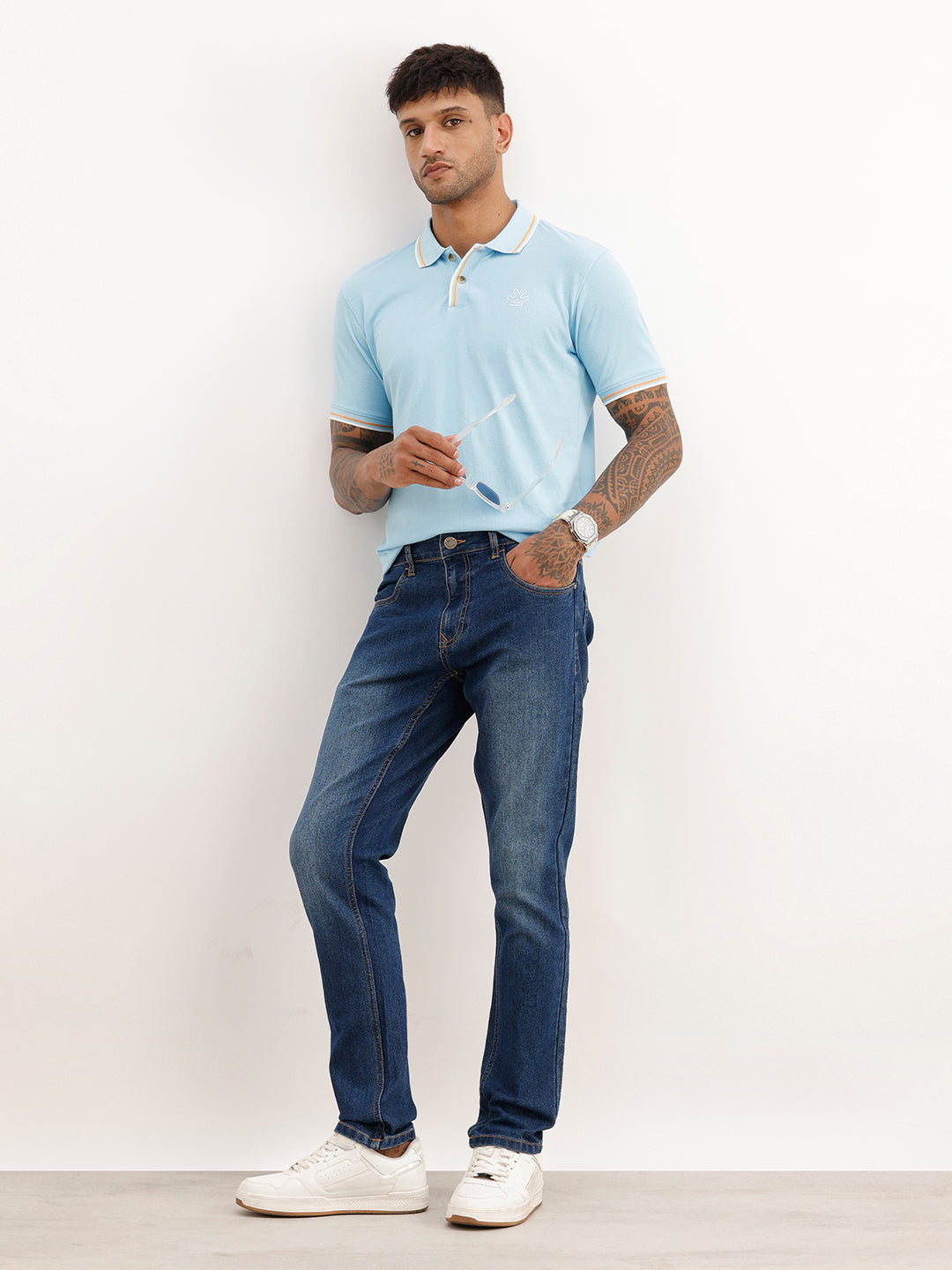 Regular Fit Tipping Collar Polo T-Shirt | Light Blue