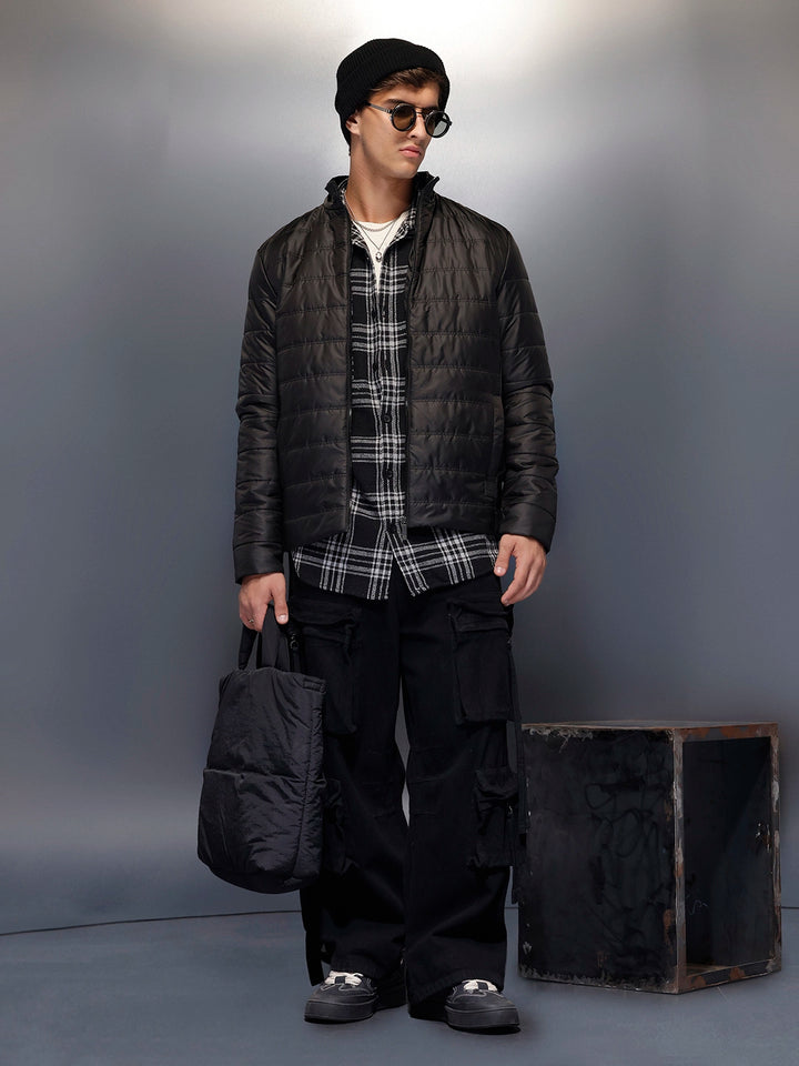 Men's Regular Fit Puffer Jacaket   |  Black