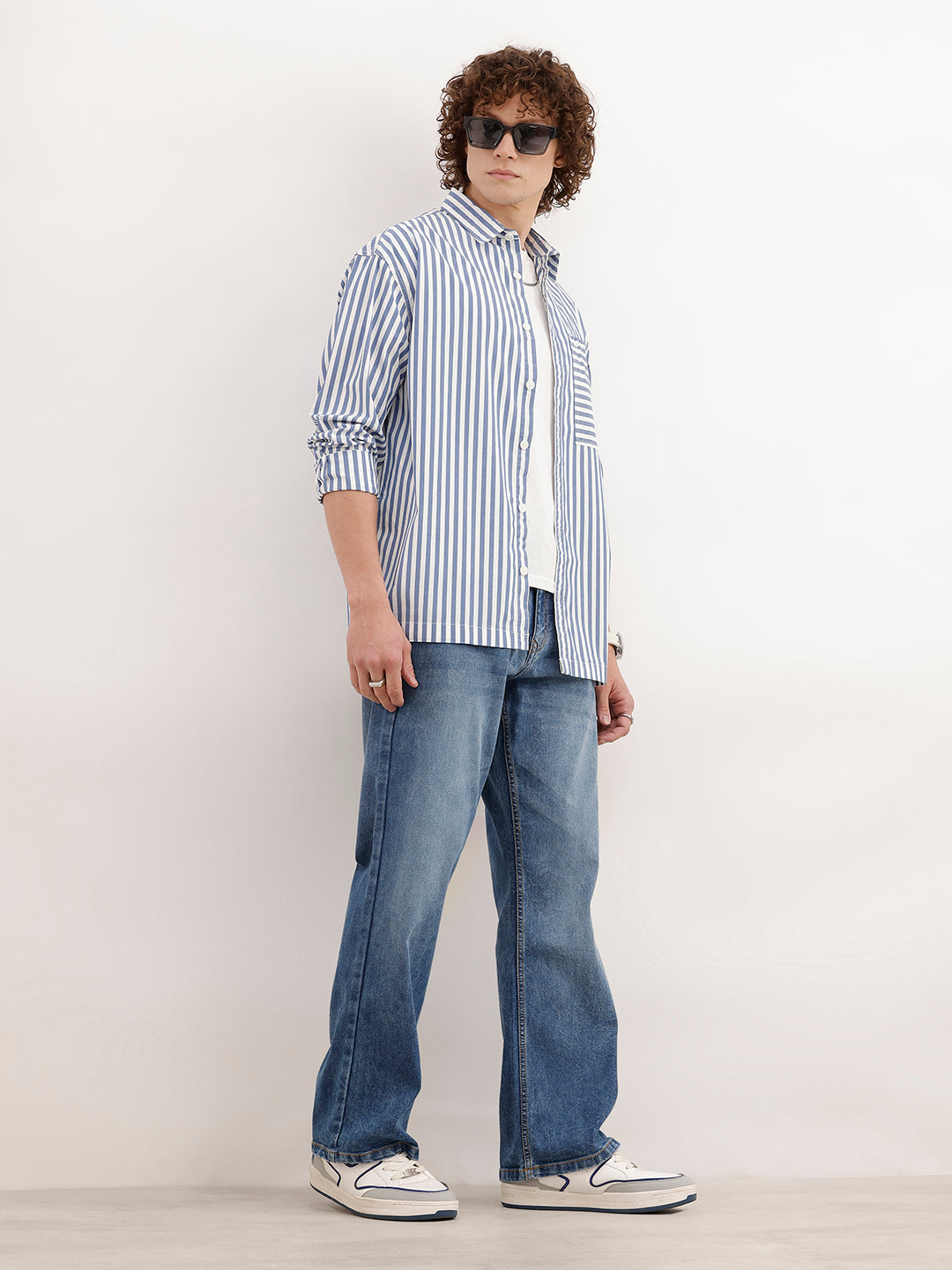 Classic Oversized Striped Shirt | Blue