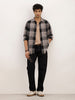 Slim Fit Checkered Full Sleeve Shirt | Black