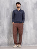 Premium Flat Knit Johnny Collar Polo T-Shirt  | Navy Blue