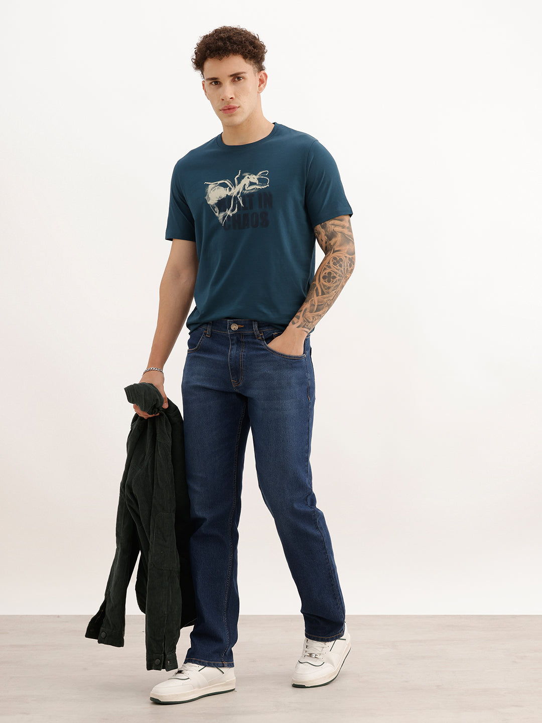Slim Fit Placement Printed T-Shirt | Teal | WTS02HSSL1347S