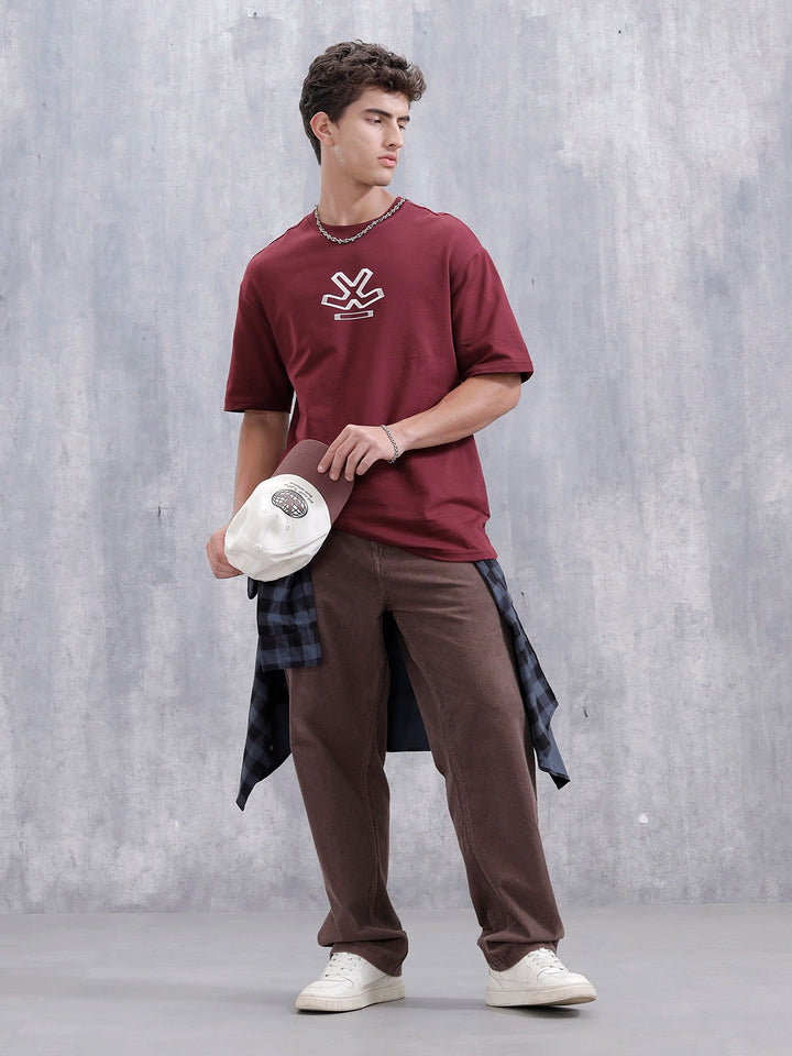 Mundane Objects Inspired Oversized Fit Back Print T-Shirt | Maroon