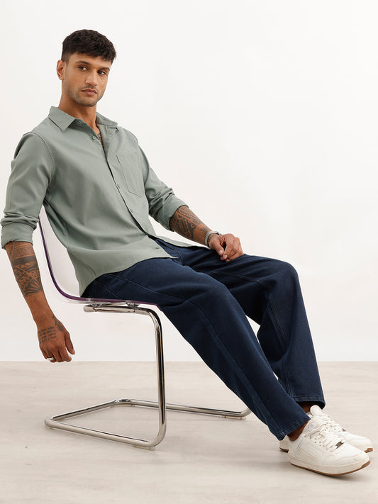 Solid Regular Fit Full Sleeve Shirt | Light Green