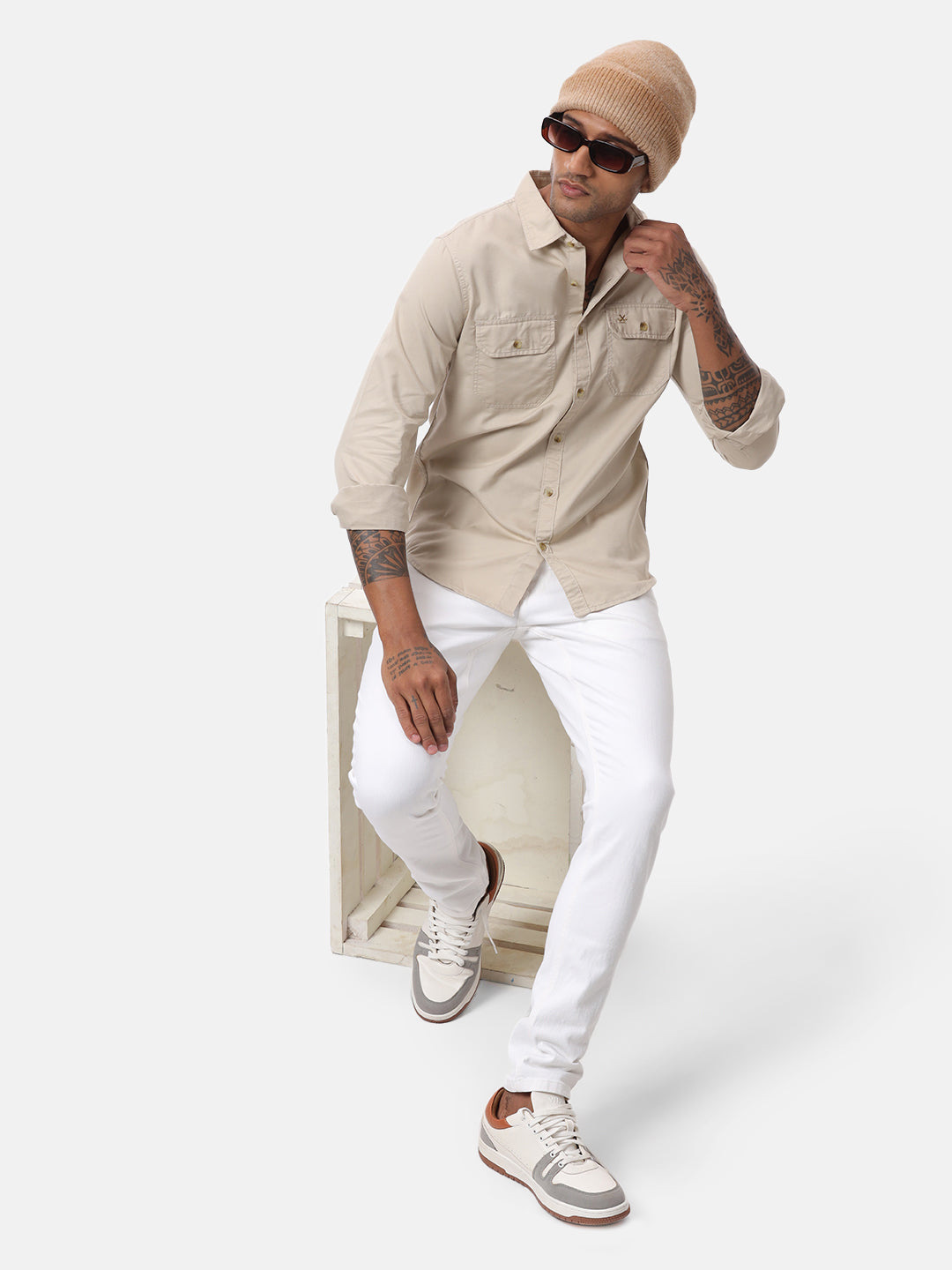 Beige Double Pocket Shirt