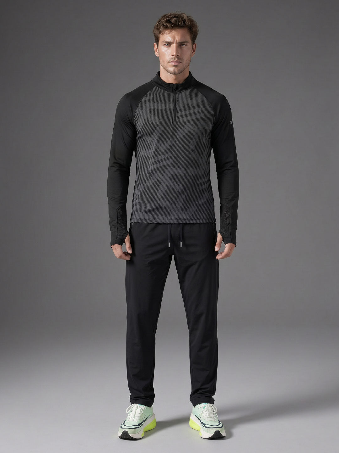 Quarter Zip Sweatshirt | Active |  Black