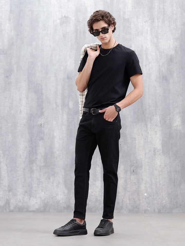 Men Casual Skinny Crop Jeans | Black