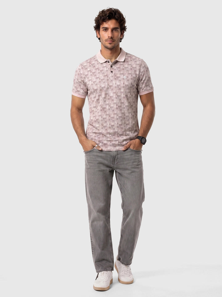 Classic Placement Printed Polo T-Shirt | Pink